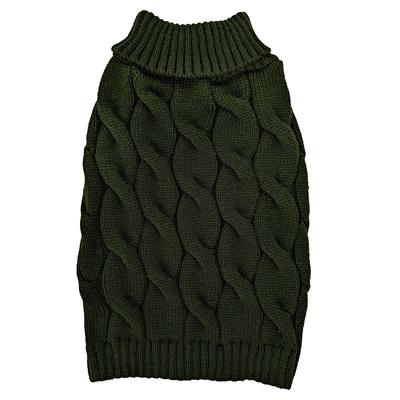 FASHION PET Twisted Cable Sweater Forest Small